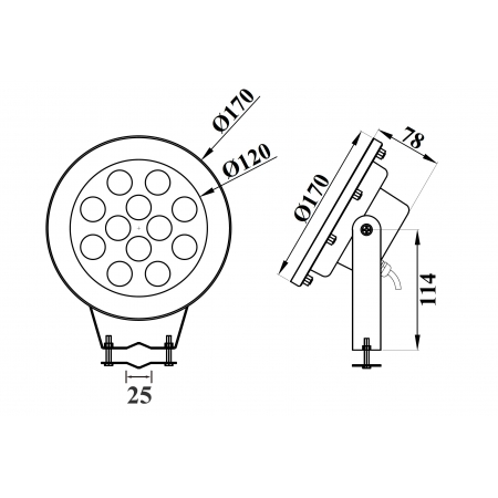 Reflektor podwodny LED  PHJ-SL170 12 / 18 Watt dowolny kolor + RGB  stal nierdz.